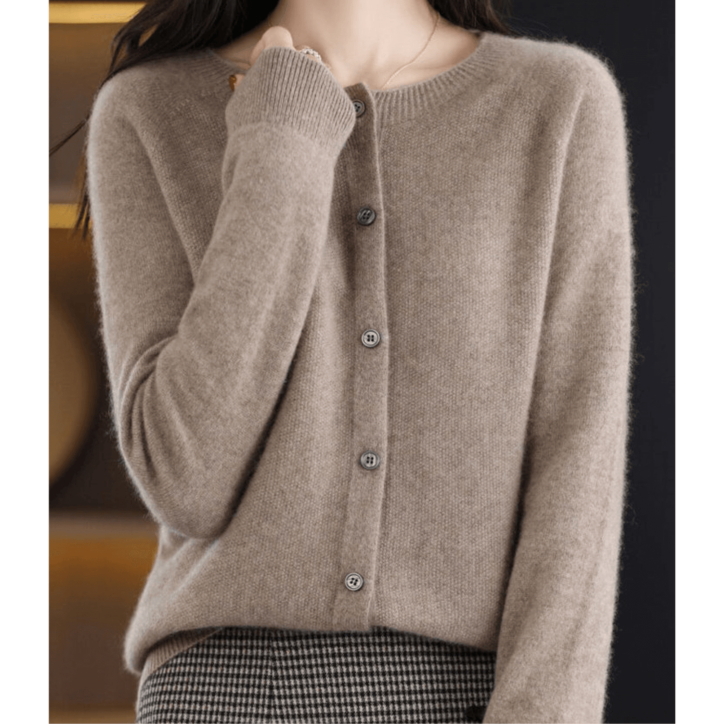 Dames Fijngebreid Vest met Ronde Hals – Wolachtige Look