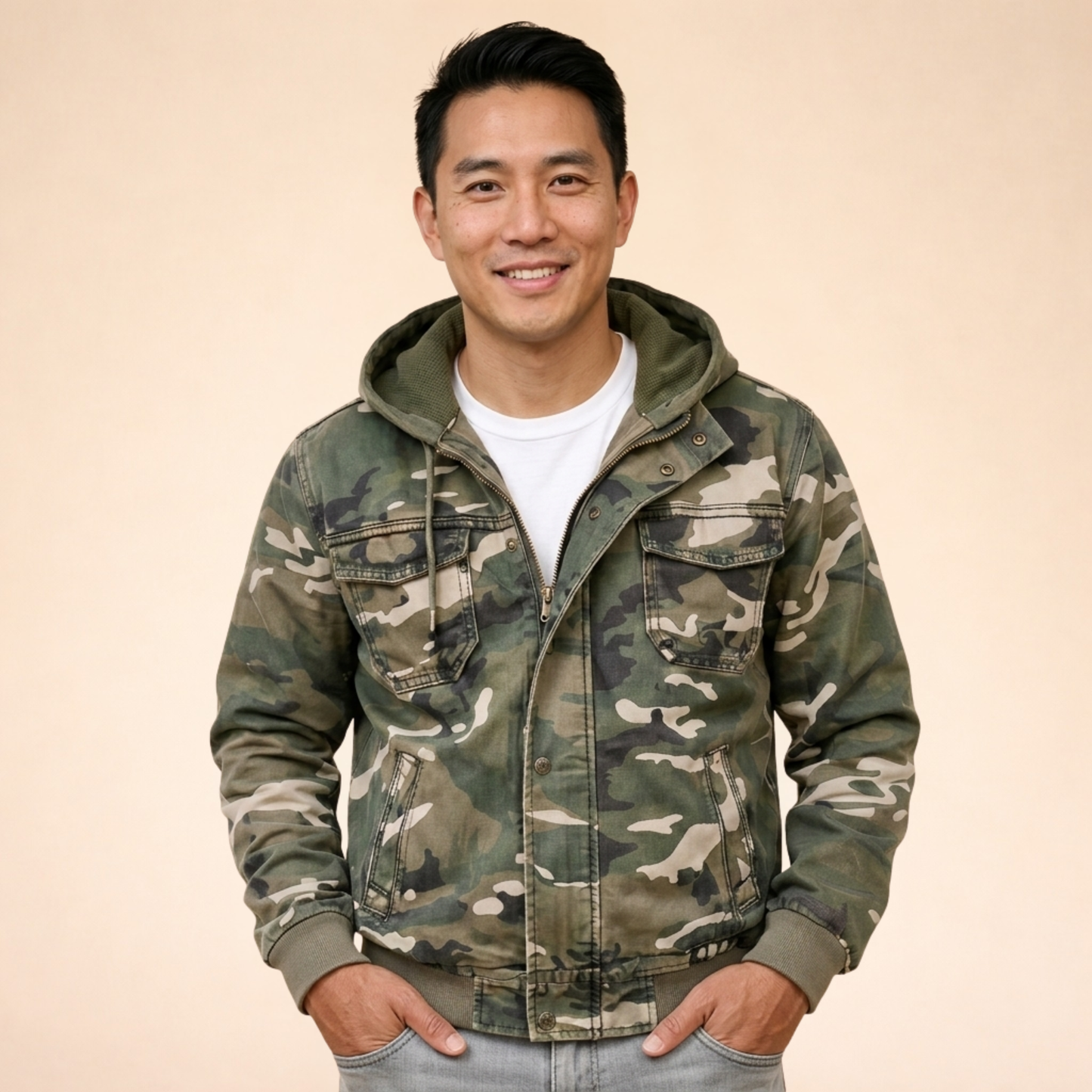 Olijve | Functioneel en Stijlvol Camouflage Cargojack