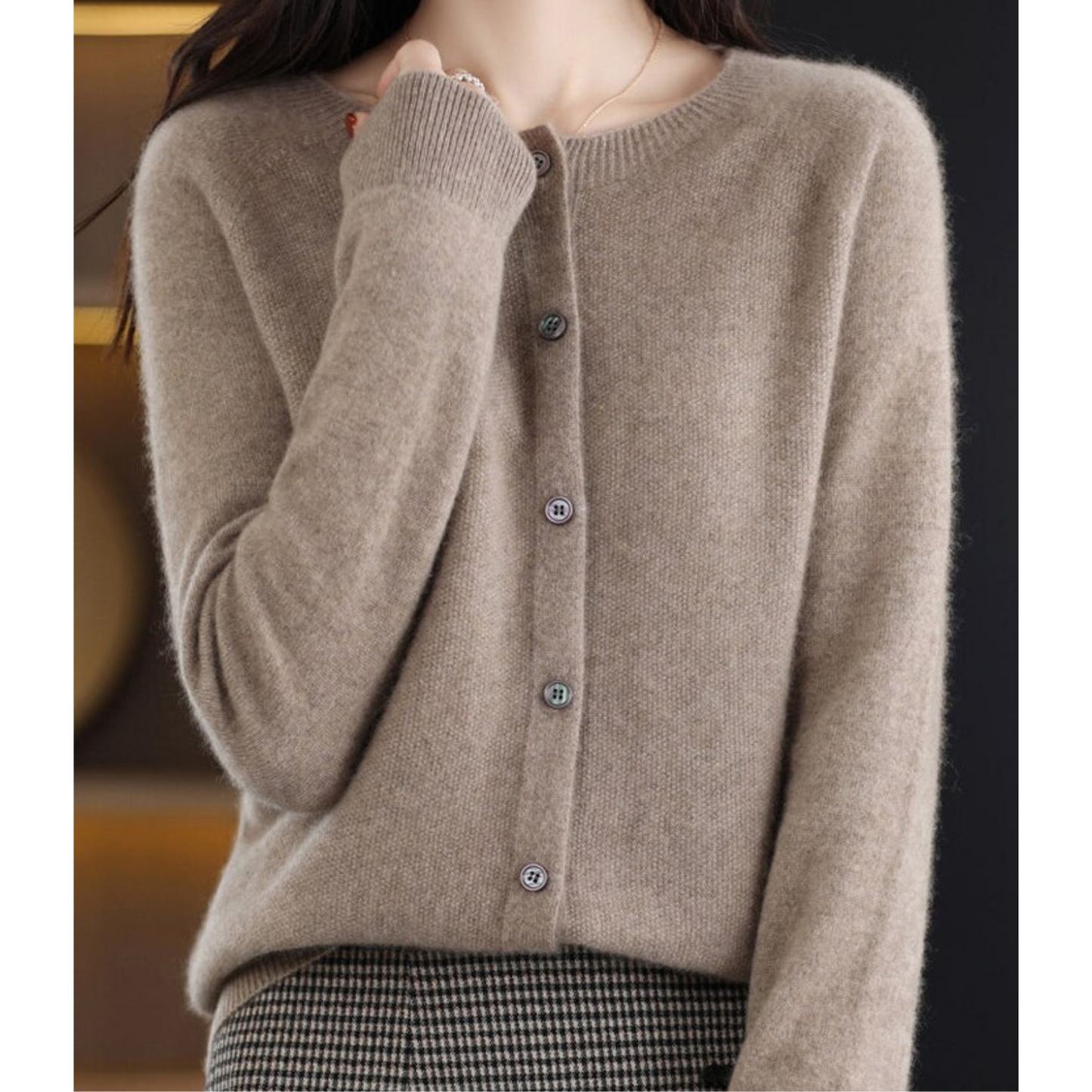 Dames Merinowol Trui O-hals Cardigan Zacht en Warm