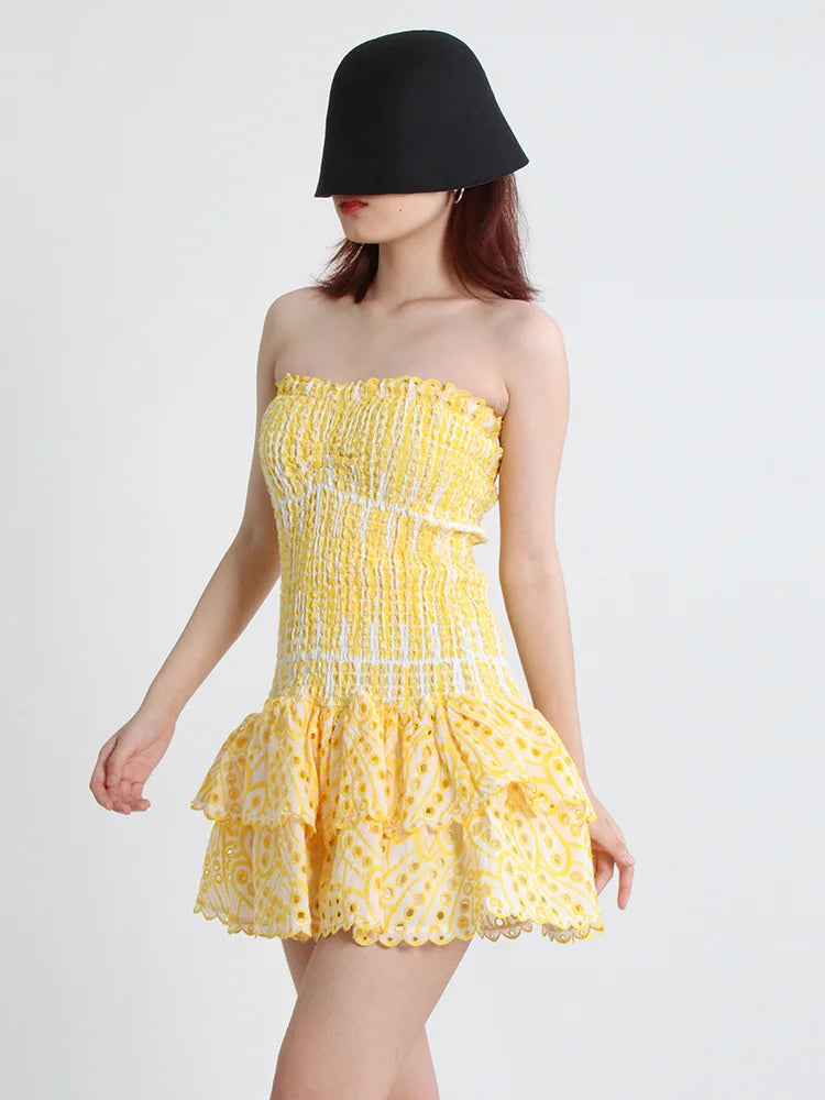 Mini Feestjurk Strapless Trendy Jurk voor Vrouw