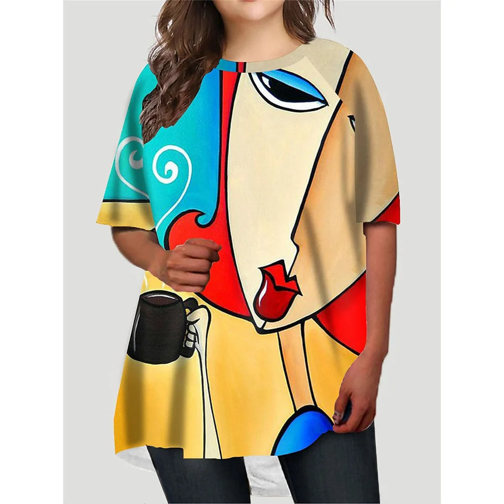 Dames Plus-Size T-Shirt Casual Stijlvol Mode