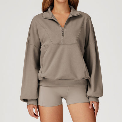 Dames Sweatshirt Sportief Comfortabel Halve Rits - Mode Vibes