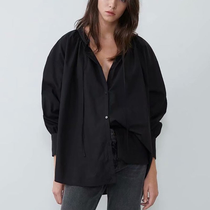 Dames Blouse Elegante Oversized met Strikkoord Stijlvol
