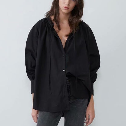 Dames Blouse Elegante Oversized met Strikkoord Stijlvol