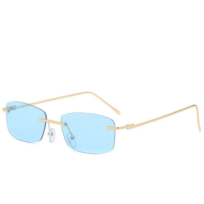 Dames Zonnebril Randloos Rechte Glazen Trendy Stijl