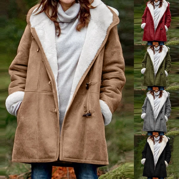 Dames Jas met Sherpa Voering en Toggle Sluiting Warm Luxe Birouze