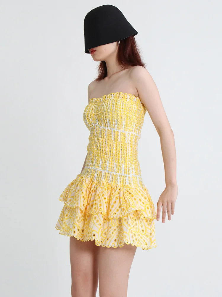 Mini Feestjurk Strapless Trendy Jurk voor Vrouw