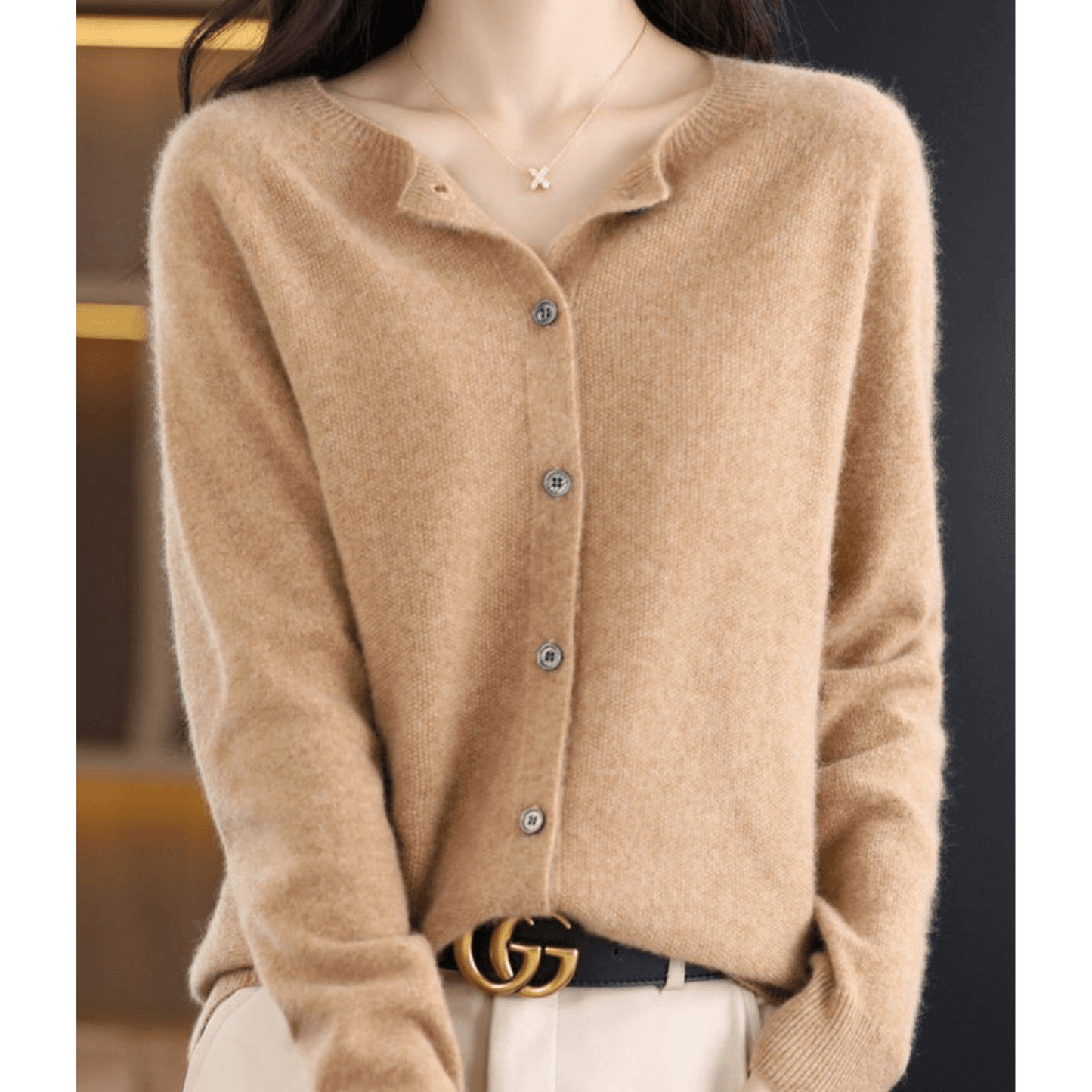 Dames Fijngebreid Vest met Ronde Hals – Wolachtige Look
