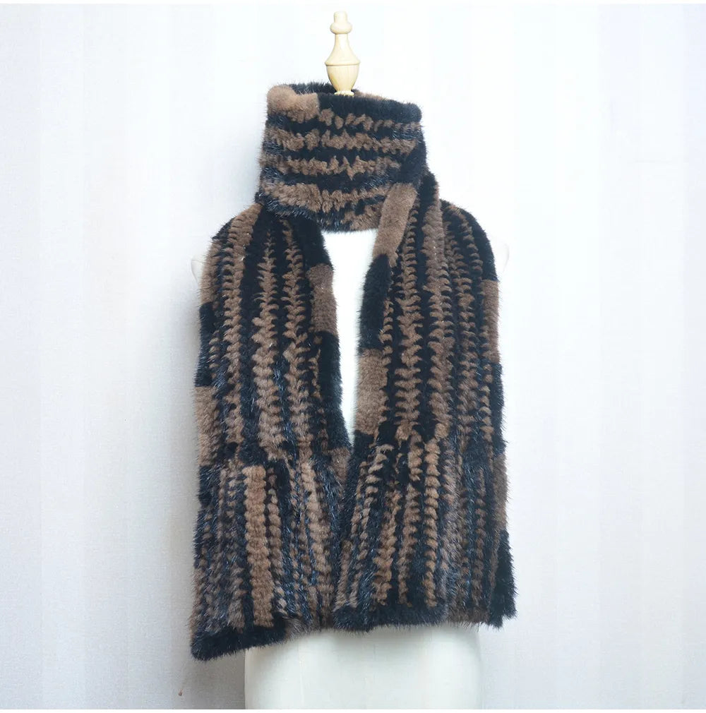 Gebreide Sjaal Warm en Stijlvol Nertsbont Look