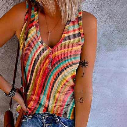 Regenboog Tanktop met Knopen voor Vrouw