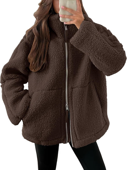 Dames Fleece Jas Oversized Warm en Zachte Winterjas