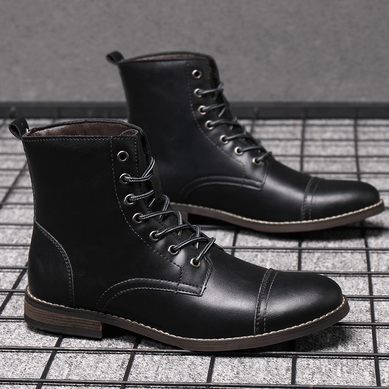 Leren Herenboots met Vetersluiting Klassiek Design