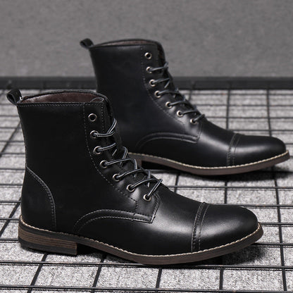 Leren Herenboots met Vetersluiting Klassiek Design