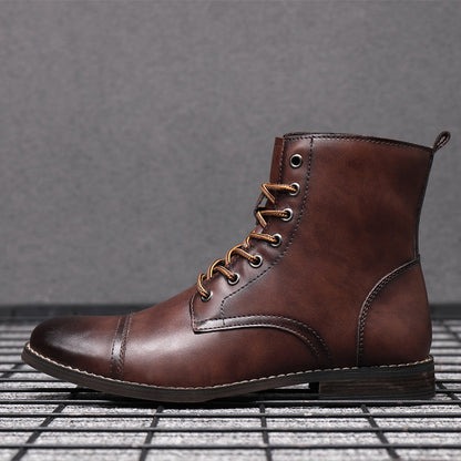 Leren Herenboots met Vetersluiting Klassiek Design