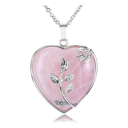 Rozenkwarts Halsketting Hartvormige Edelsteen Sieraden
