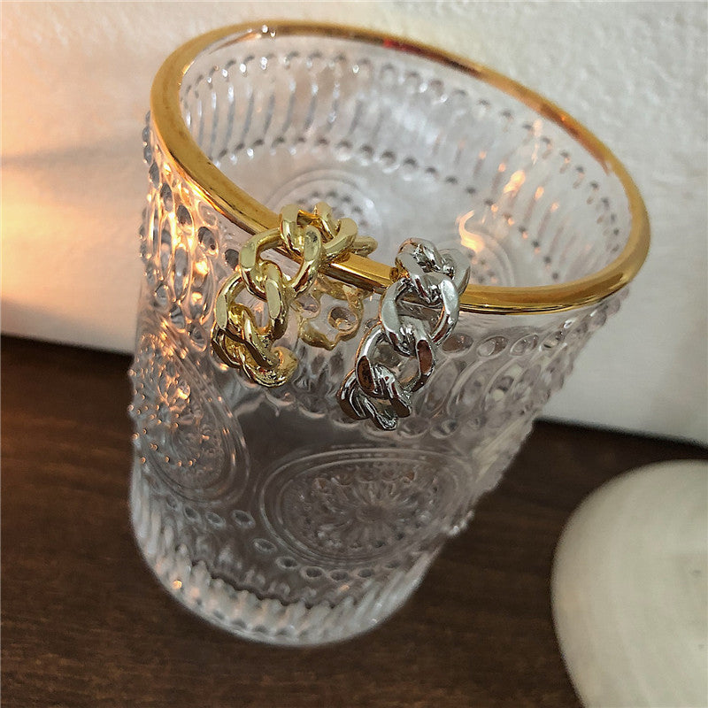 Dames Ring met Gedraaide Ketting Zilverkleurig Open Schakel Ontwerp