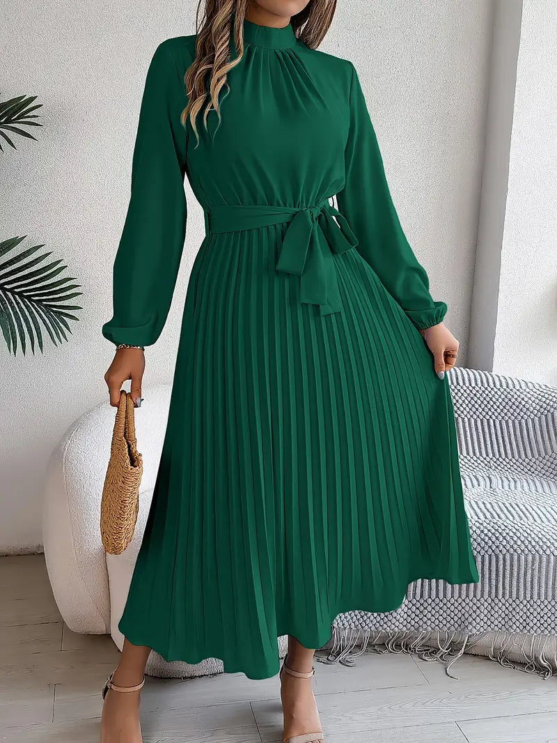 Midi Jurk met Ceintuur Elegante Minimalistische Stijl