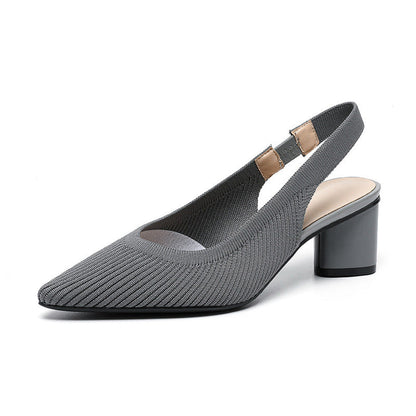 Slingback Hakken Puntige Neus Blokhak voor Vrouw