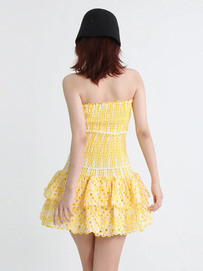 Mini Feestjurk Strapless Trendy Jurk voor Vrouw