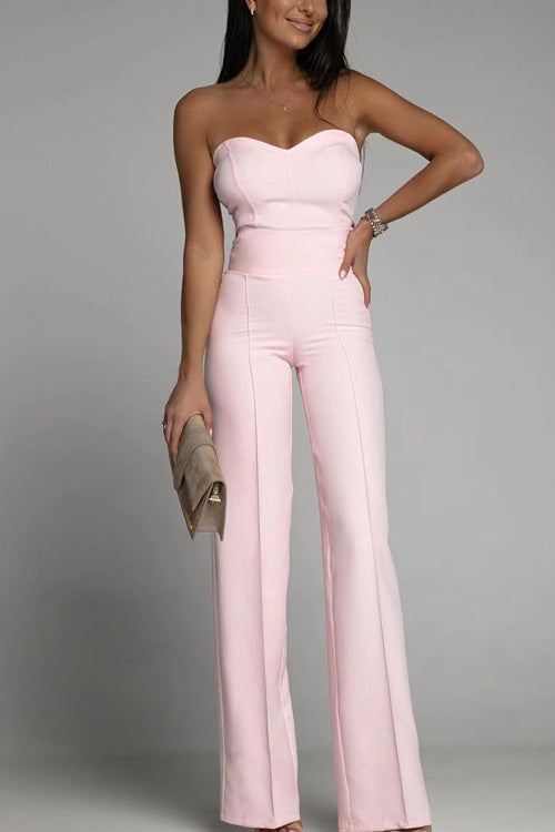 Jumpsuit Zonder Schouderbanden Hoge Taille Elegante Snit