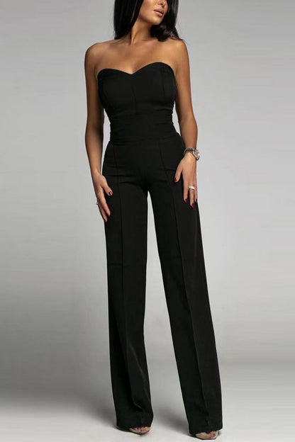 Jumpsuit Zonder Schouderbanden Hoge Taille Elegante Snit