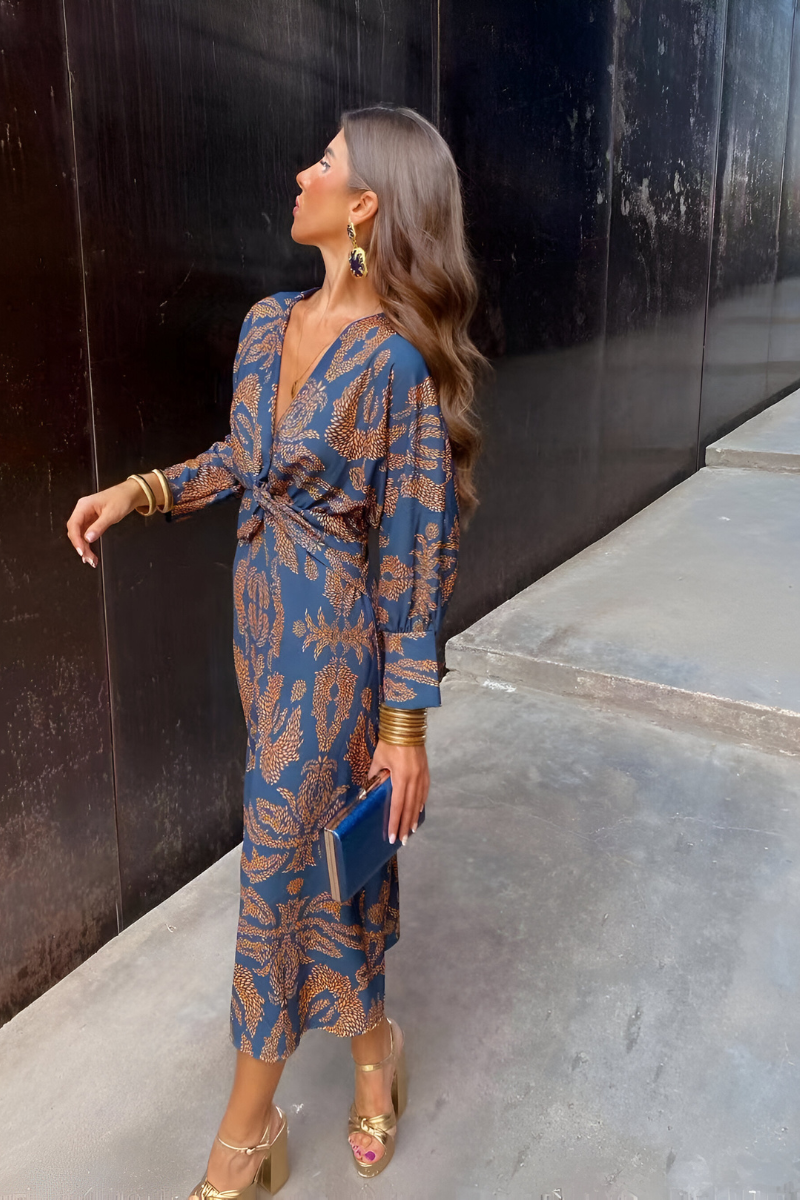 Midi-Jurk Bloemenpatroon Elegante Stijl - Mode Vibes