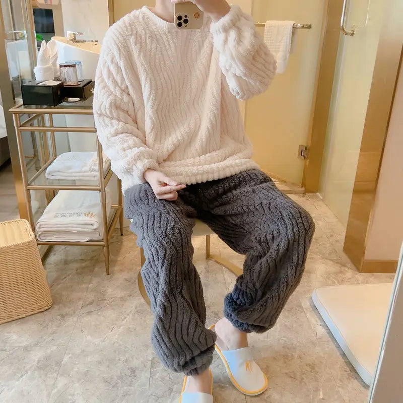 Warme Fleece Pyjama voor Heren Zacht en Comfortabel - Mode Vibes