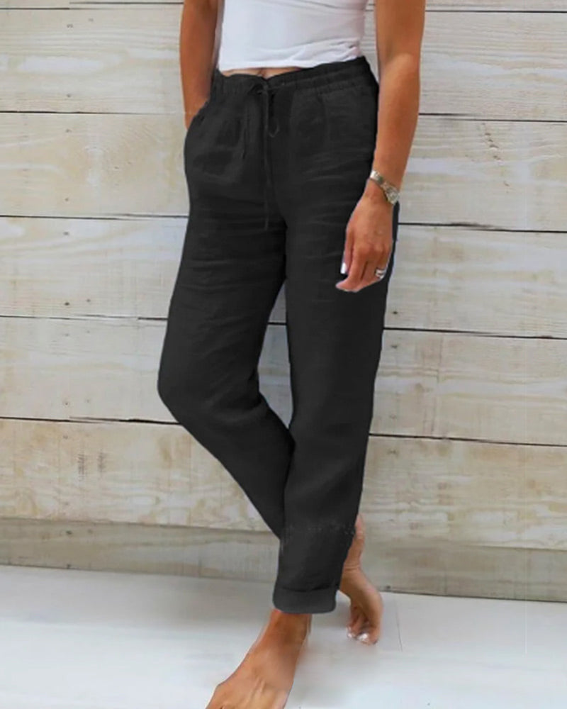 Livia | Pantaloni elasticizzati in cotone e poliestere