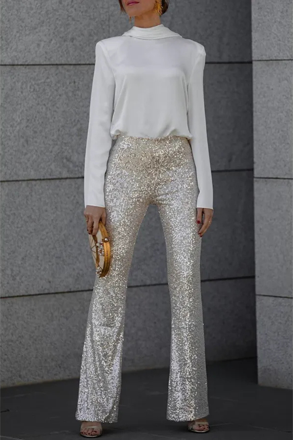 Vrouwelijke Flared Broek Glitter Pailletten Feestkleding