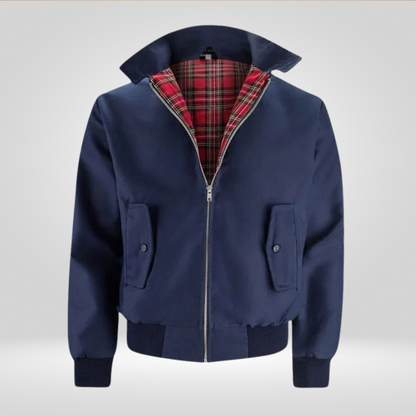 Heren Jas Retro Model met Tartan Voering en Ritssluiting