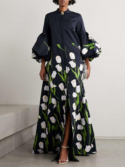 Vrouwen Trenchcoat Bloemenpatroon Elegant Design