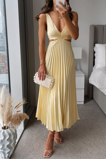 Dames Maxi-jurk Plissé Elegante Pasvorm - Mode Vibes
