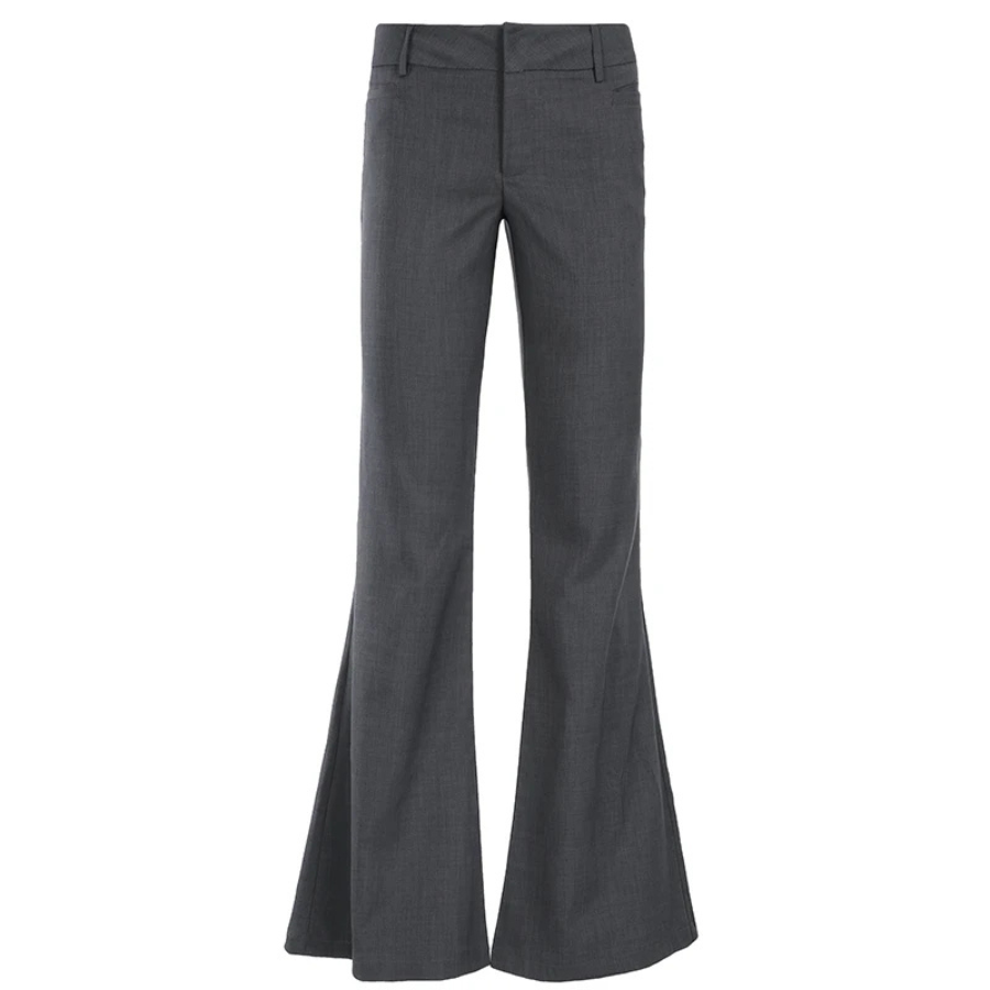 Elegante Broek met Hoge Taille en Uitlopende Pijpen