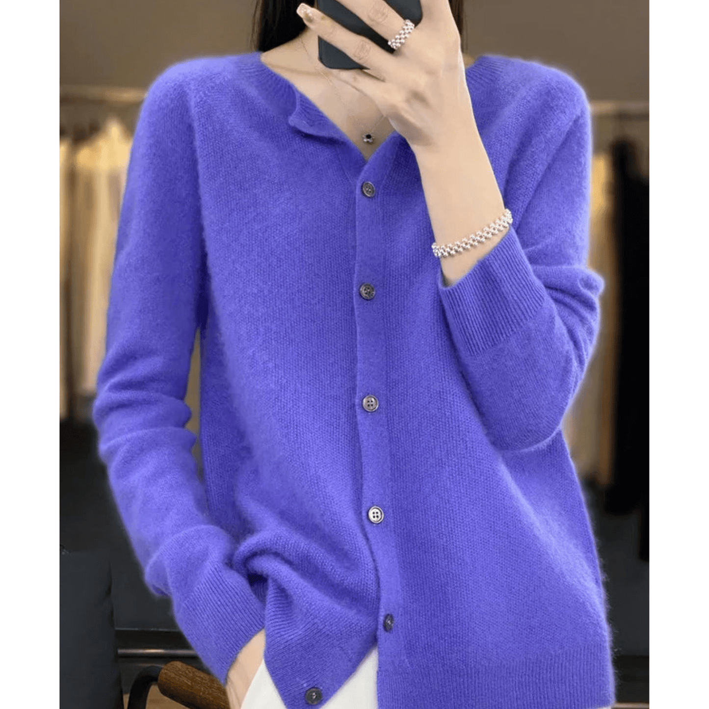Dames Fijngebreid Vest met Ronde Hals – Wolachtige Look