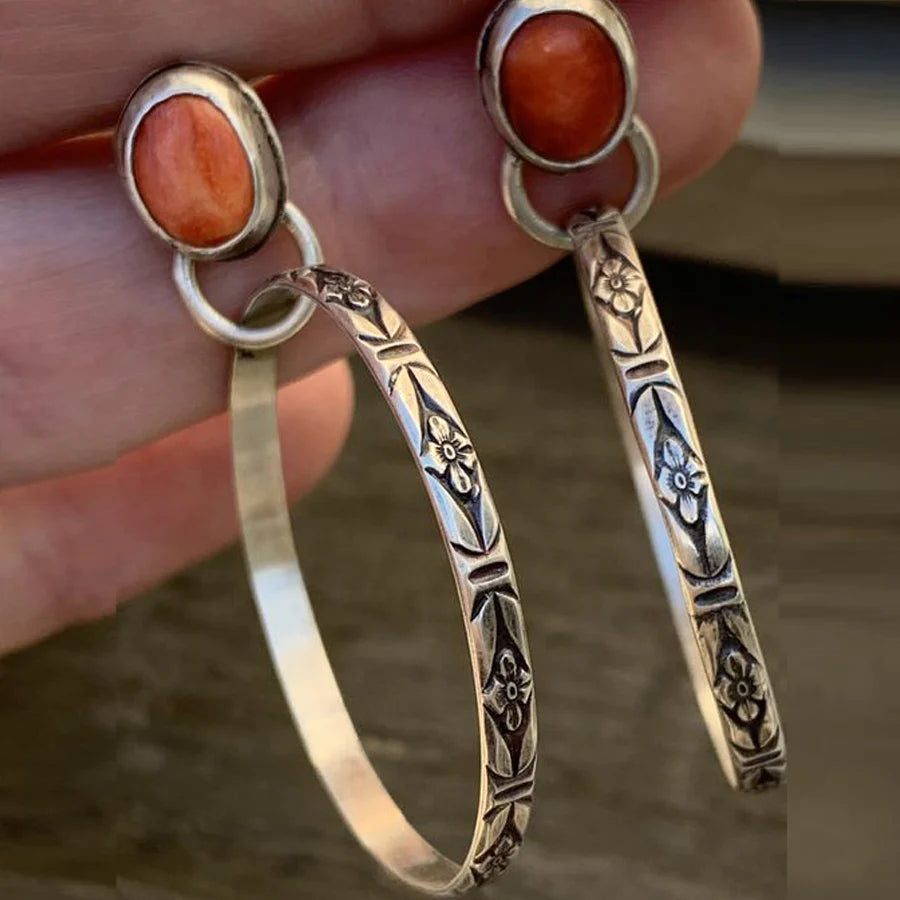 Onyx Oorbellen Boho Stijl Vintage Look - Mode Vibes
