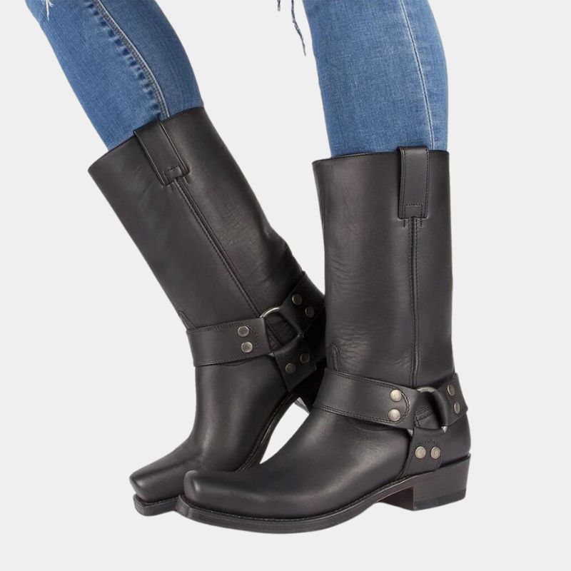 Lederen Cowboylaarzen Vintage Stijl Bruin
