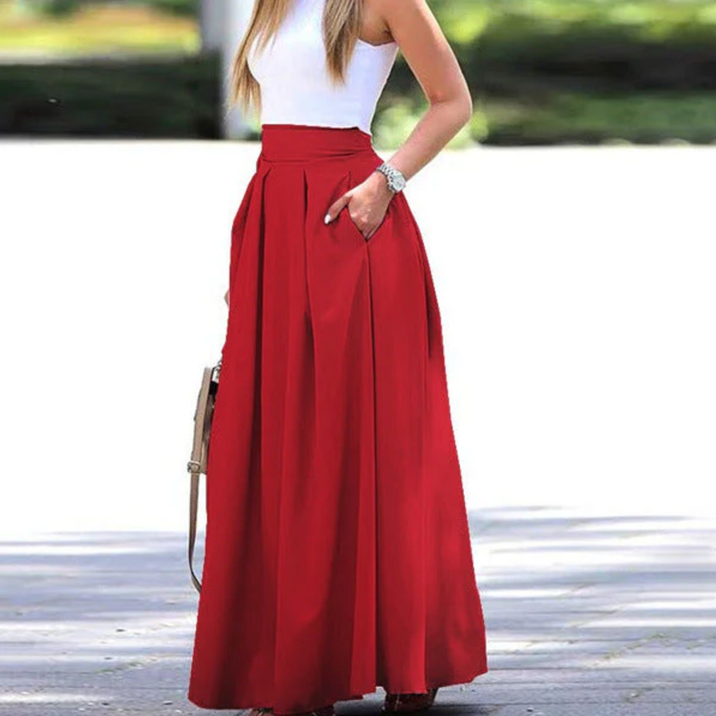 Plooirok Hoge Taille Luchtig Zomerjurk - Mode Vibes
