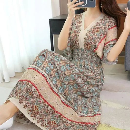 Maxi Jurk Zomerjurk Retro Stijl Casual Dameskleding - Mode Vibes