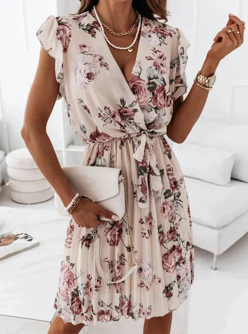 Jurk Mini Bloemenprint Volantmouwen Zomerjurk Vrouw - Mode Vibes