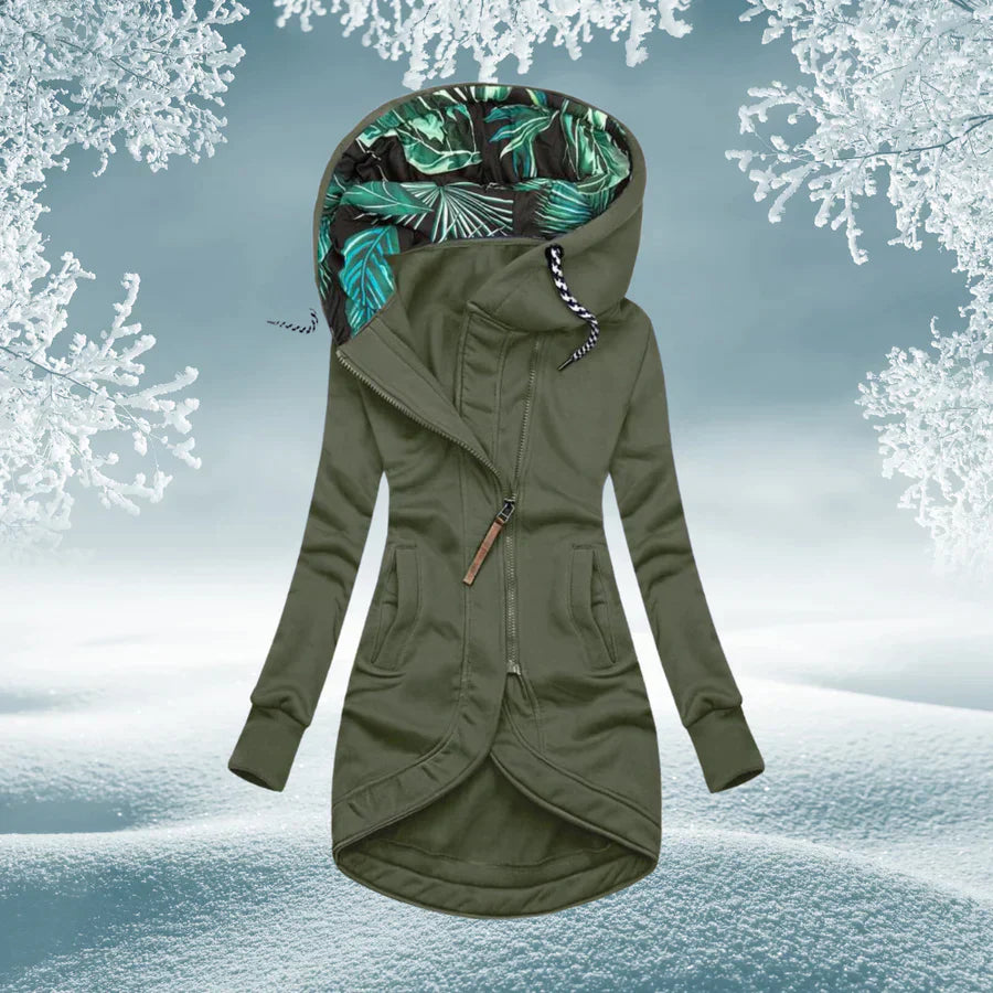 Groene damesparka met capuchon – Warme en waterdichte winterjas