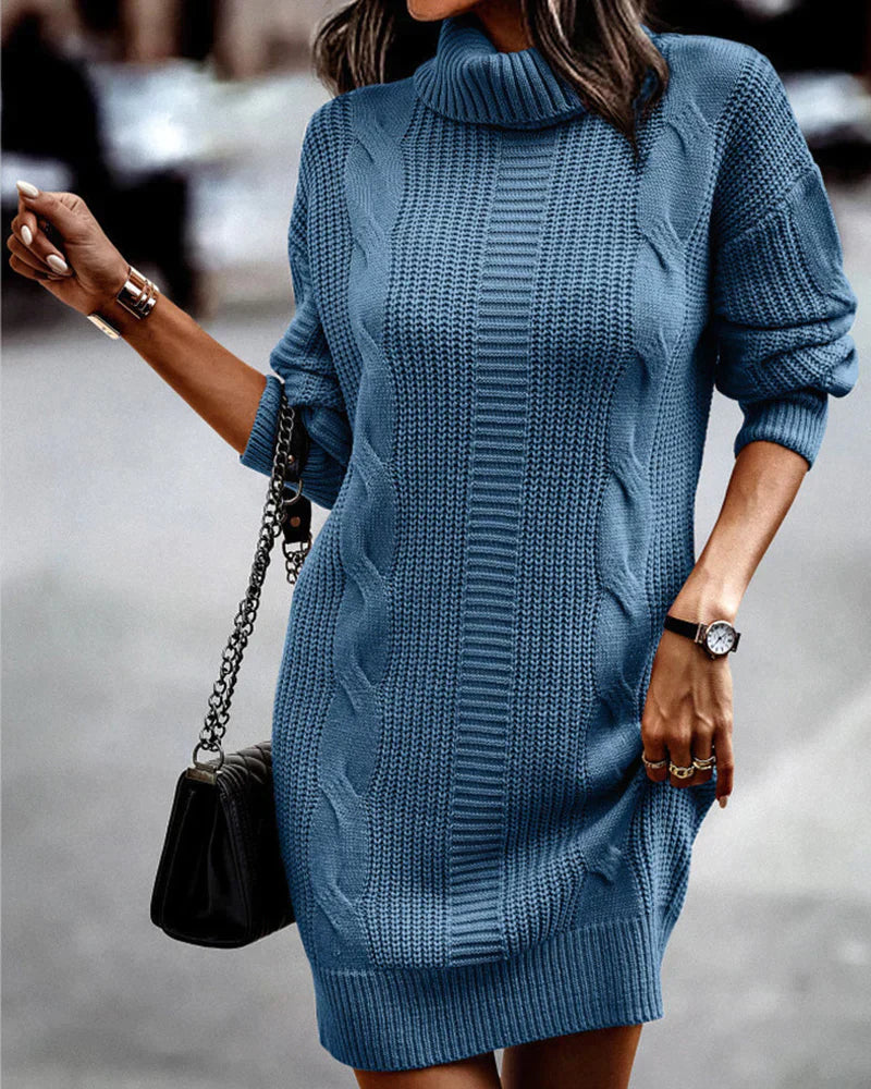 Elegante Jurk Gebreid Kort Model Damessjurk