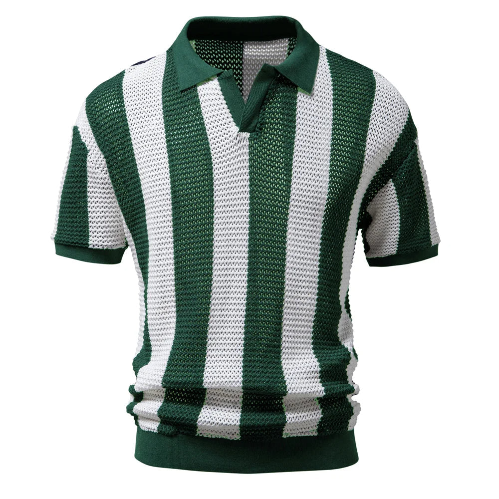 Herenshirt Gestreept Ademend Poloshirt Casual Model - Mode Vibes