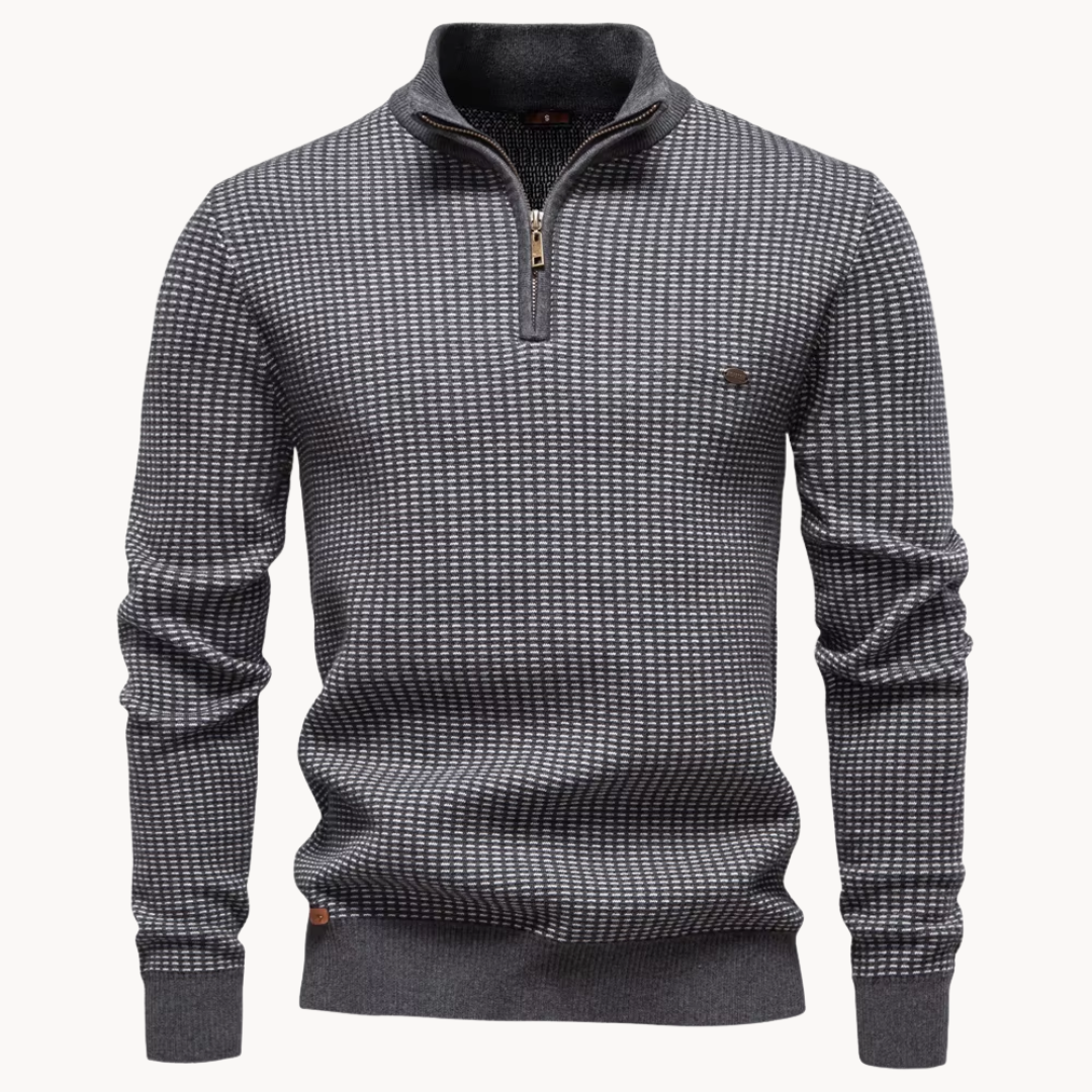Corbin Pullover met Textuur en Kwart Rits