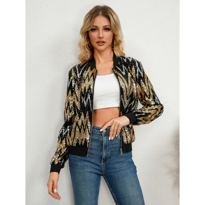 Dames Ritsjack Met Pailletten Glitter - Mode Vibes