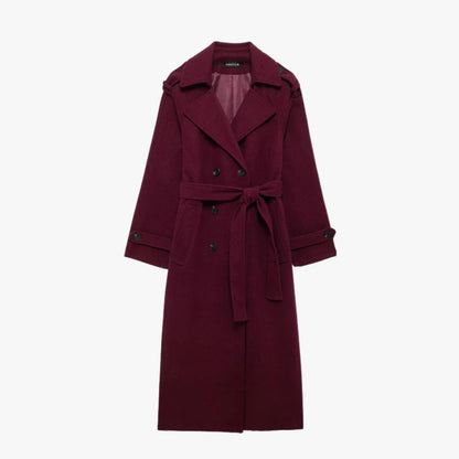 Trenchcoat Bordeaux Rood met Ceintuur voor Vrouw - Mode Vibes