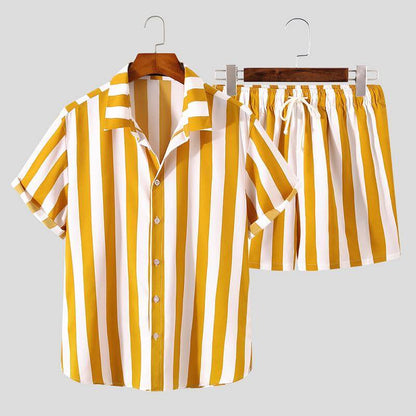 Heren Zomer Set Strepen Shirt en Broek