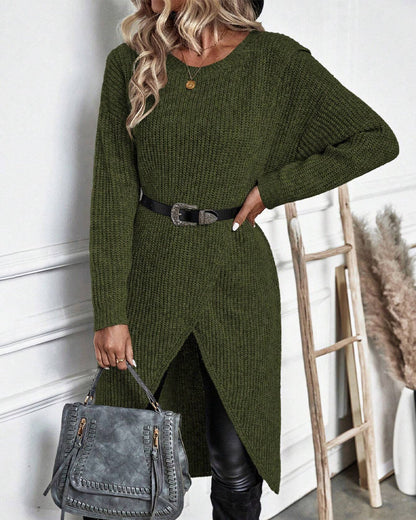 Vrouwelijke Effen Sweaterjurk Zwart Lina