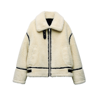 Teddy Jas Dilara - Warme Oversized Pilotenjas voor Dames - Mode Vibes