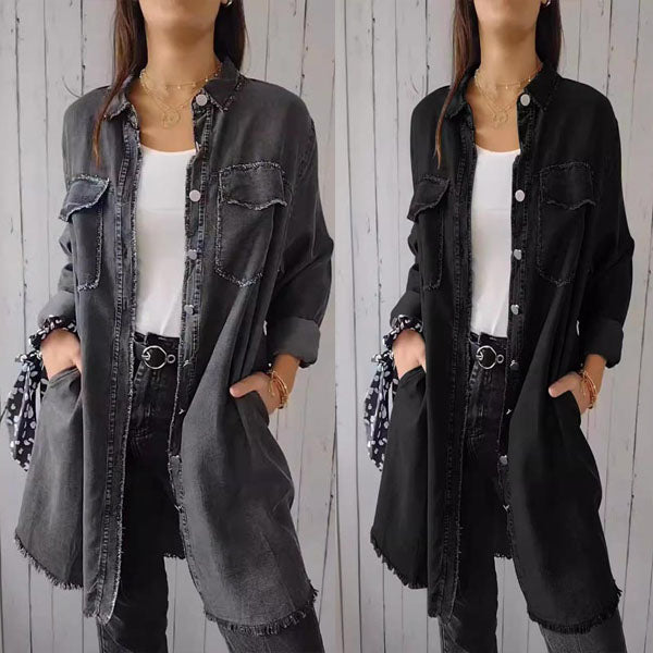 Vrouwelijk Faux Denim Overhemd Comfortabel