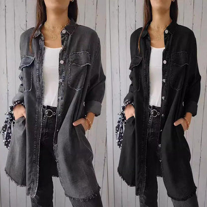 Vrouwelijk Faux Denim Overhemd Comfortabel